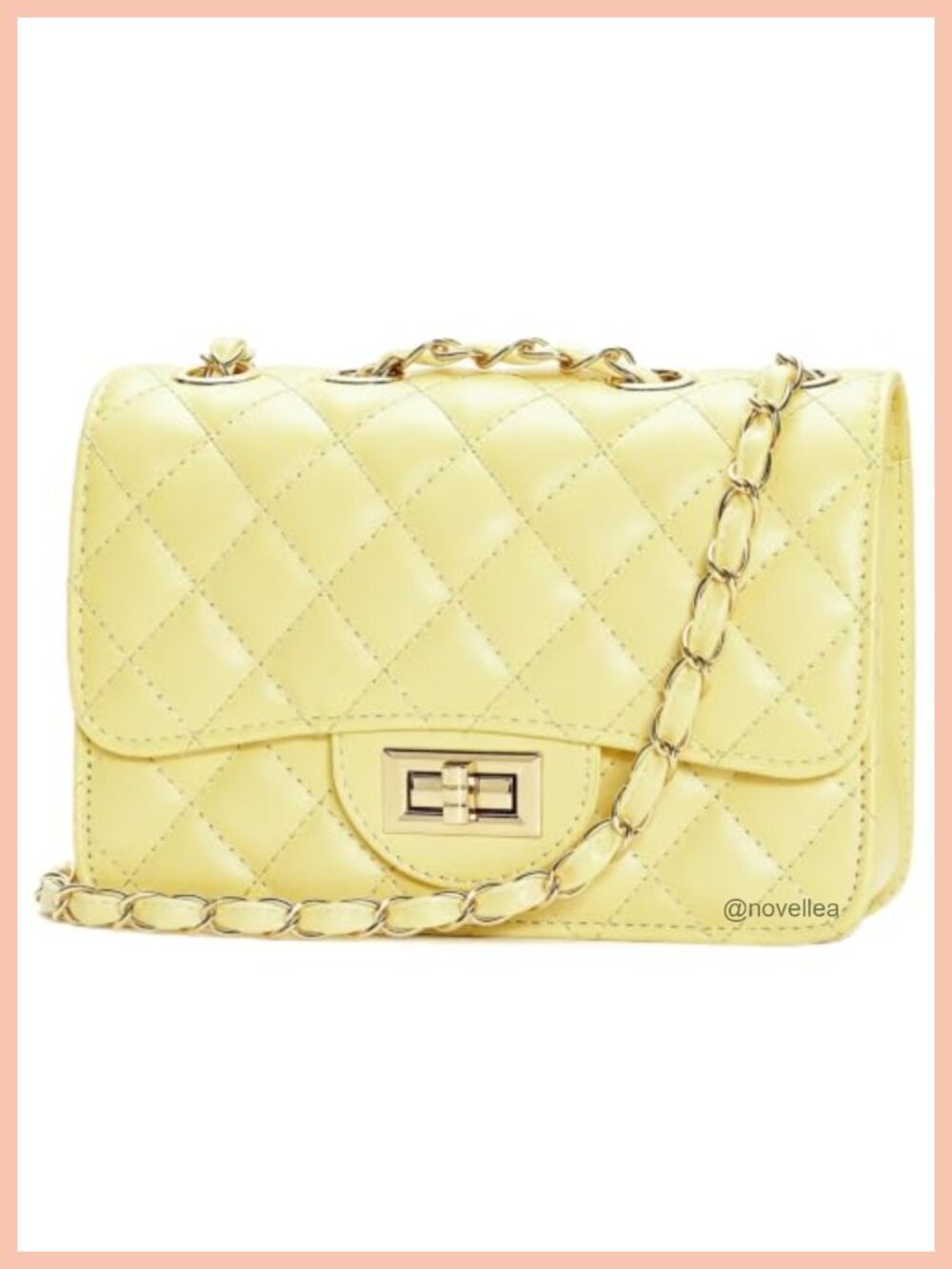 Small Quilted Crossbody Purse Faux Leather Shoulder Bag with Chain Strap